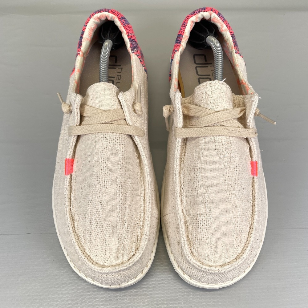 Hey Dude Wendy Funk Boho Pink Beige Casual Shoes Womens Size 10 Slip On Flats - Picture 4 of 10